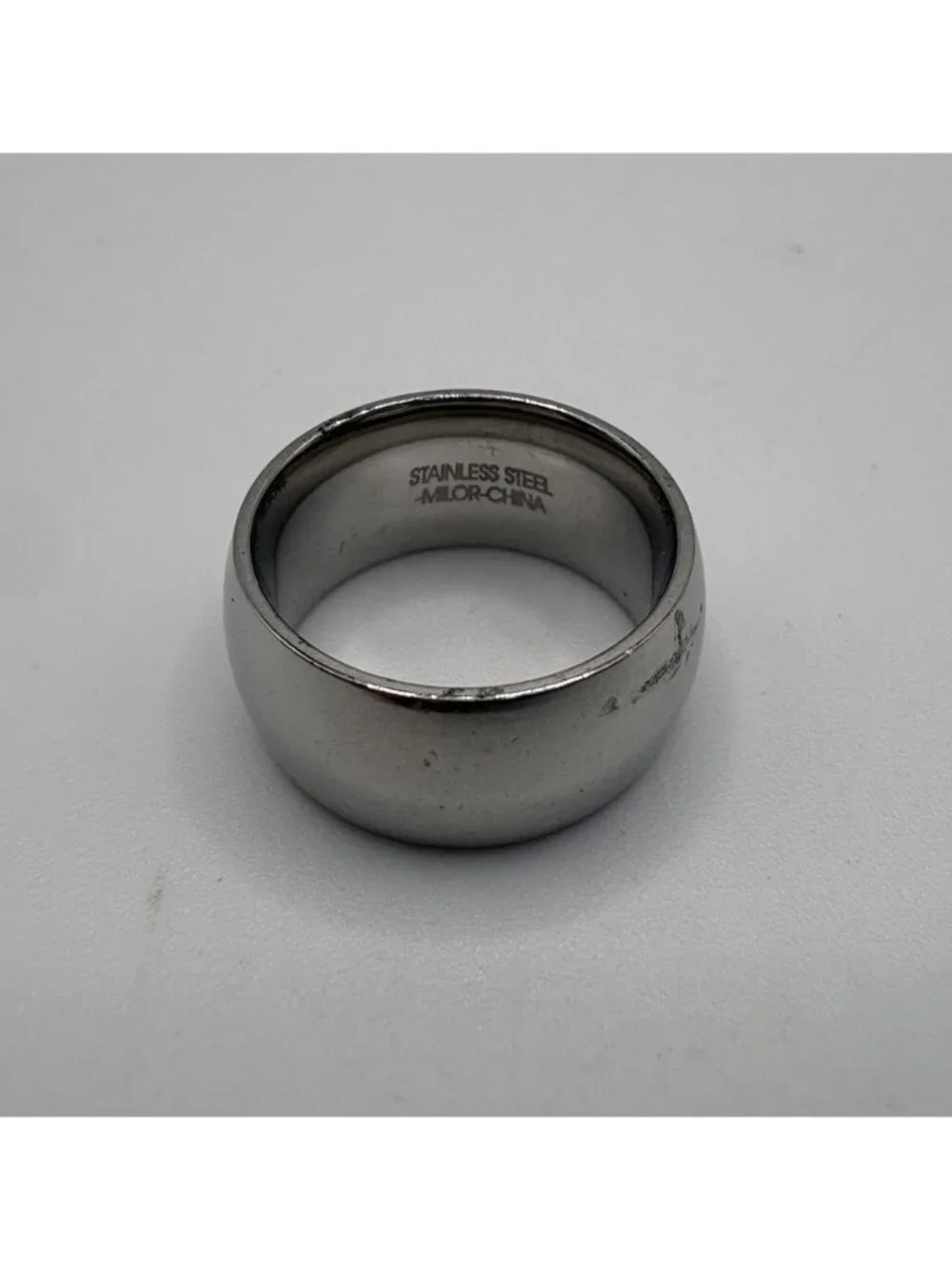 Milor Stainless Steel Silver Tone Thick Cigar Band Ring Size 6